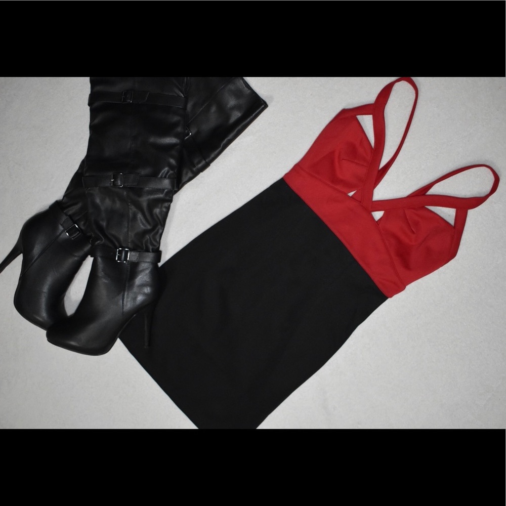 NEW red/black body con mini dress